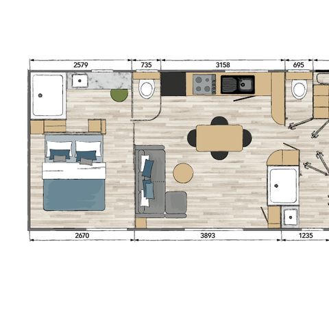 Stacaravan 6 personen - TULUM, LUXE - 3 Slaapkamers - ZATERDAG