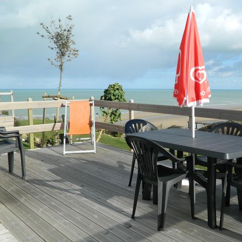 Stacaravan 6 personen - Premium stacaravan 38 m² (2 slaapkamers) + terras – uitzicht op zee, 4/6 personen