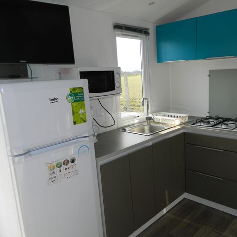Stacaravan 6 personen - Comfort-stacaravan van 28 tot 31 m² (3 slaapkamers) + terras, voor 6/8 personen