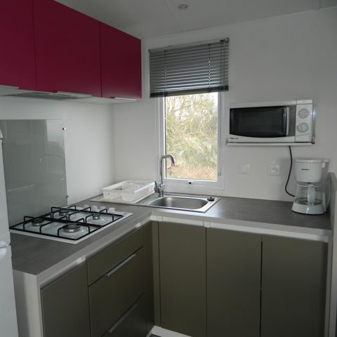Stacaravan 8 personen - Comfort-stacaravan van 28 tot 35 m² (3 slaapkamers) + terras met uitzicht op zee, voor 6 tot 8 personen