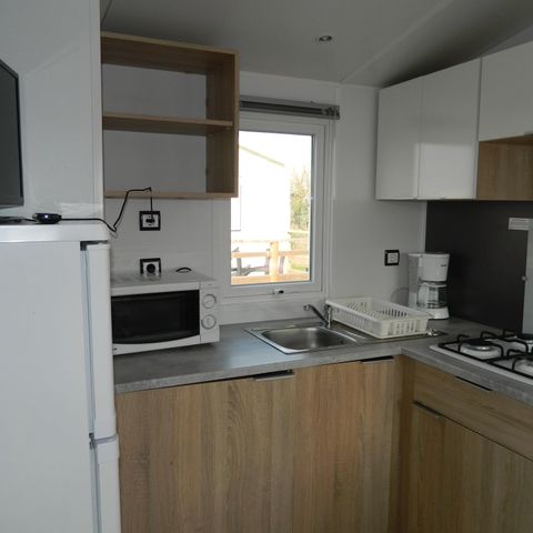 Stacaravan 8 personen - Comfort-stacaravan van 28 tot 35 m² (3 slaapkamers) + terras met uitzicht op zee, voor 6 tot 8 personen