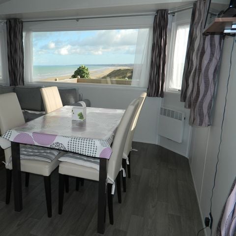 Stacaravan 6 personen - Premium stacaravan 38 m² (2 slaapkamers) + terras – uitzicht op zee + toegang tot de fietsroute langs de kust – 4/6 personen