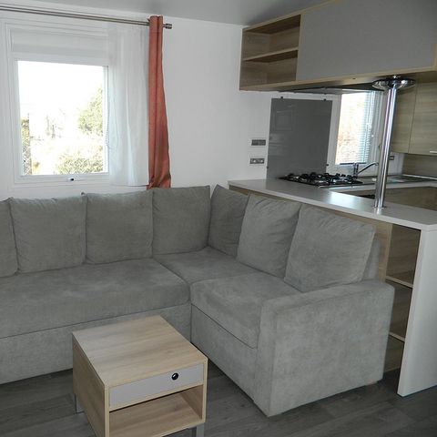 Stacaravan 6 personen - Premium stacaravan 40 m² (3 slaapkamers) + terras – uitzicht op zee, 6 personen