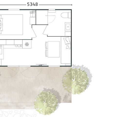 Stacaravan 4 personen - Comfort-stacaravan 20 m² (1 slaapkamer) + terras, 2/4 personen