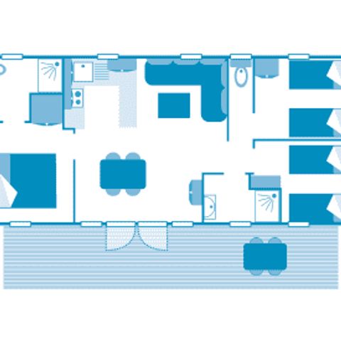 Stacaravan 5 personen - Cottage Roselière 6p 3ch 2SdB Premium