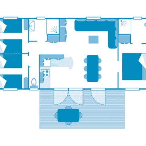 Stacaravan 6 personen - Huisje 6p 3ch 2SdB ****