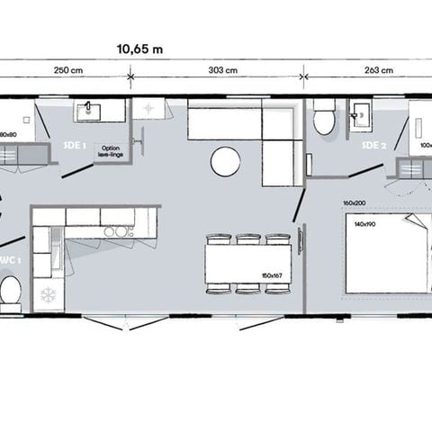 Stacaravan 7 personen - Sunêlia Prestige 40m², 6-7pl - 3ch