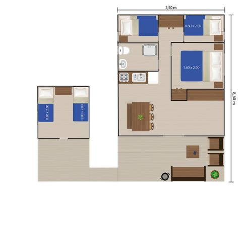 Safaritent 8 personen - Safaritent Bella Vista + sanitair + airco (8P)