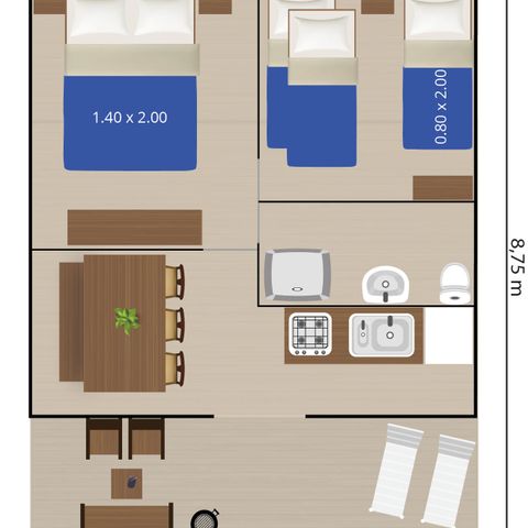 Safaritent 5 personen - Safaritent + sanitair + airco (5P)