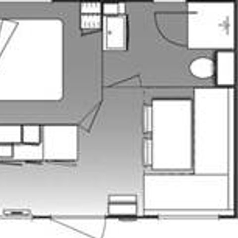 Stacaravan 2 personen - Comfort 18m² 1 kamer + halfoverdekt terras + TV