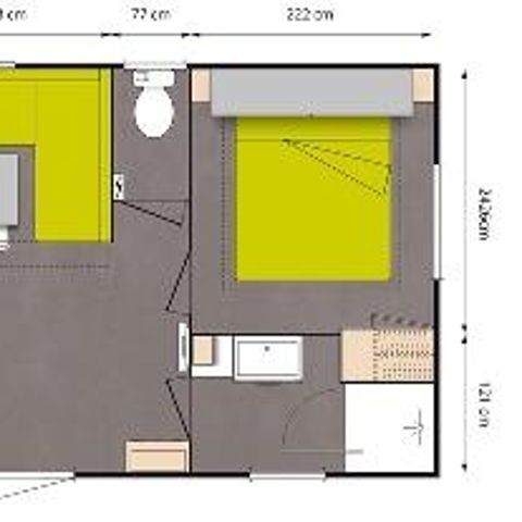 Stacaravan 4 personen - Comfort 27m² 2 kamers inclusief halfoverdekt terras 18m² + TV