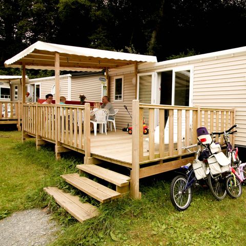 Stacaravan 4 personen - Comfort 27m² 2 kamers inclusief halfoverdekt terras 18m² + TV