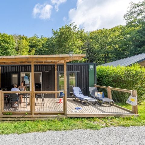 Stacaravan 6 personen - Homeflower Premium 35m² (3 kamers) + CLIM + halfoverdekt terras + TV + Bedlinnenpakket + handdoeken
