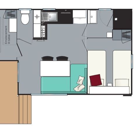 Stacaravan 7 personen - Evasion 2 kamers 28m² (28m²)