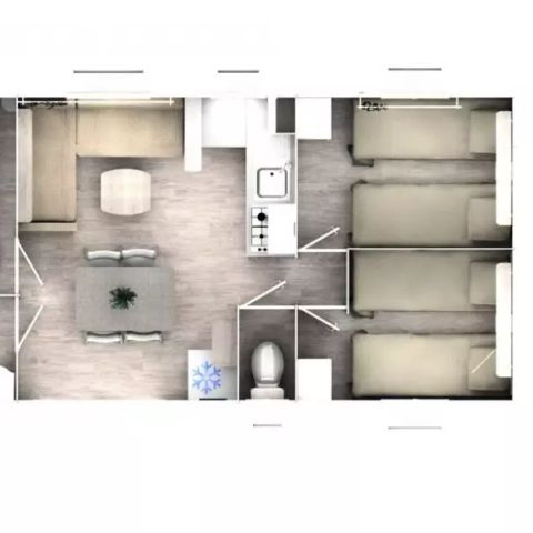 Stacaravan 8 personen - Stacaravan Evo 4 kamers 6/8 personen TV