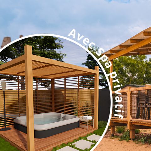 Stacaravan 6 personen - PALM 3 sl.k. met SPA ***Nieuw in 2025*** 36m² ca.