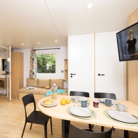 Stacaravan 6 personen - Bungalow Sapin - 32m² met halfoverdekt houten terras