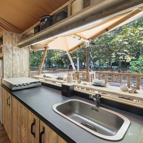 Glampingtent 5 personen - Luxe Lodge 4/5 personen in zone L