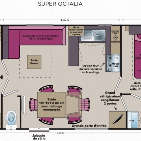 Stacaravan 6 personen - voor 6 personen (3 slaapkamers)