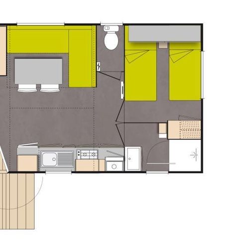Stacaravan 4 personen - Créole 32 m² - 3 kamers - 2 slaapkamers - Privé jacuzzi - Airconditioning