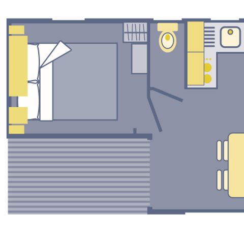 Stacaravan 4 personen - Loggia - 25m² - 2 kamers - airconditioning
