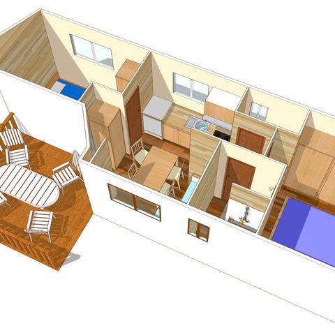 Stacaravan 4 personen - Klassiek XL | 2 slaapkamers | 4 pers. | Eenpersoons terras