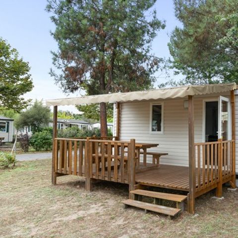 Stacaravan 4 personen - Premium | 2 slaapkamers | 4 pers | Verhoogd terras | 2 badkamers | Airconditioning