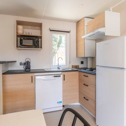 Stacaravan 6 personen - Mobile-home | Premium | 3 slaapkamers | 6 pers | Verhoogd terras | 2 badkamers | Airconditioning | TV