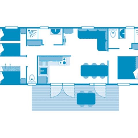 Stacaravan 6 personen - Huisje 6p 3ch 2SdB ****