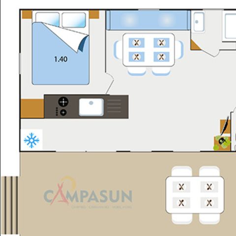 Stacaravan 6 personen - Cottage Confort 3 slaapkamers + Airconditioning + Afwasmachine