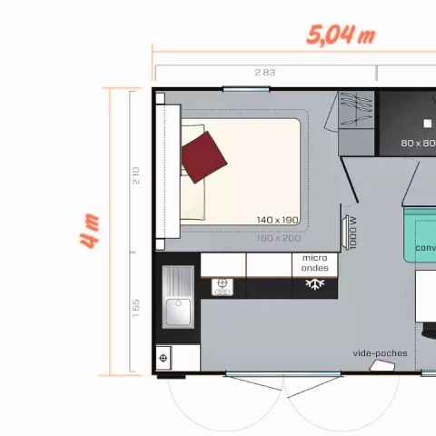 Stacaravan 2 personen - Premium 2 Kamers 2 Personen Airconditioning + TV
