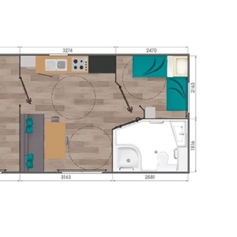 Stacaravan 4 personen - Confort+ - 2 slaapkamers - PRM