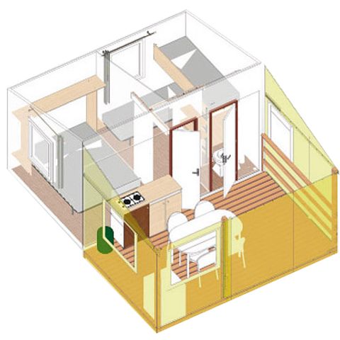 Stacaravan 5 personen - Rapid'home Standard 20 m² (2 slaapkamers, max 4 volwassenen + 1 klein kind)