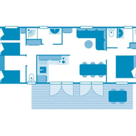 Stacaravan 6 personen - Cottage Pouncho 6p 3ch 2sdb **** airconditioning