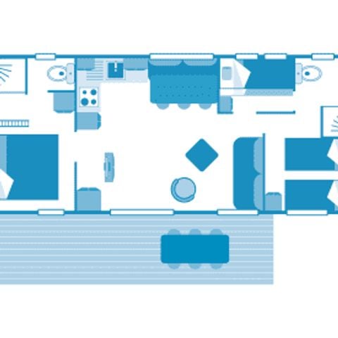 Stacaravan 6 personen - Cottage Taos 6p 3ch 2sdb Premium airconditioning