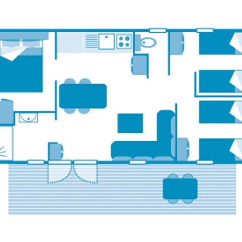 Stacaravan 6 personen - Vakantiehuis Coquelicot 6p 3ch 1sdb ***