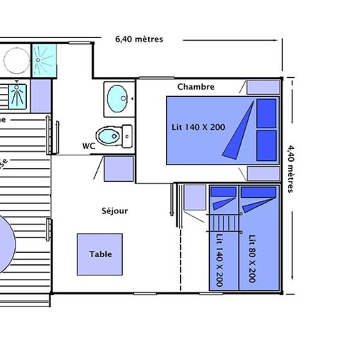 Chalet 5 personen - Zomer comfort - 2 slaapkamers - TV - PLANCHA - WIFI