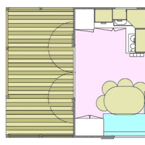 Stacaravan 4 personen - Résidence PEYRELADE Comfort 2 kamers-overdekt terras + TV