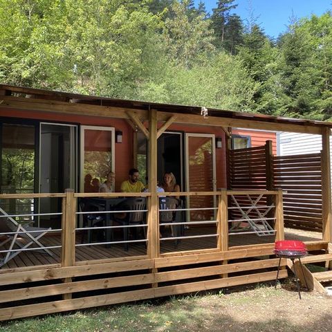 Stacaravan 5 personen - Cottage Premium 2 slaapkamers met overdekt terras + Airconditioning + TV + Afwasmachine