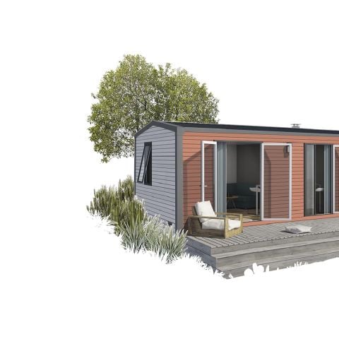 Stacaravan 5 personen - Cottage Premium 2 slaapkamers met overdekt terras + Airconditioning + TV + Afwasmachine