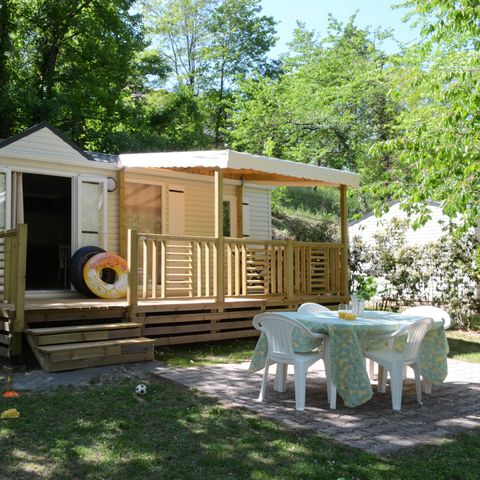 Stacaravan 6 personen - Résidence LOUISIANE Comfort 3 slaapkamers + Half overdekt terras + TV