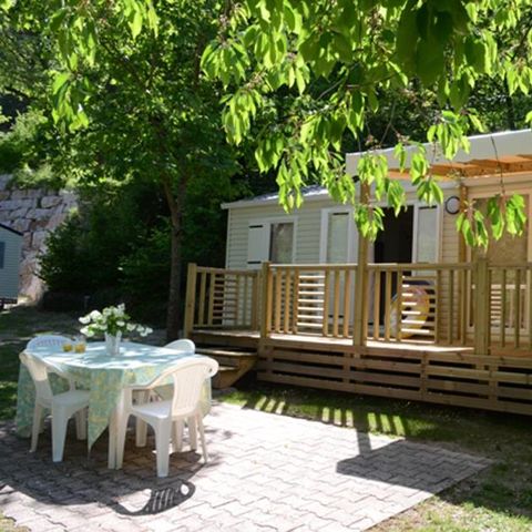 Stacaravan 6 personen - Résidence LOUISIANE Comfort 3 slaapkamers + Half overdekt terras + TV