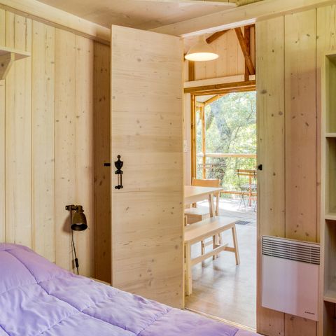 Safaritent 5 personen - Cabane Lodge Bois sur pilotis Confort 27m² 2 kamers - overdekt houten terras, schaduwrijk gedeelte 5 pers