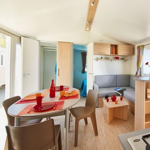 Stacaravan 6 personen - Comfort stacaravan 33m² 3 kamers - halfoverdekt terras - airconditioning 6 pers