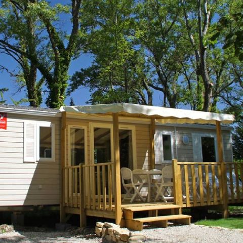 Stacaravan 6 personen - Comfort stacaravan 33m² 3 kamers - halfoverdekt terras - airconditioning 6 pers