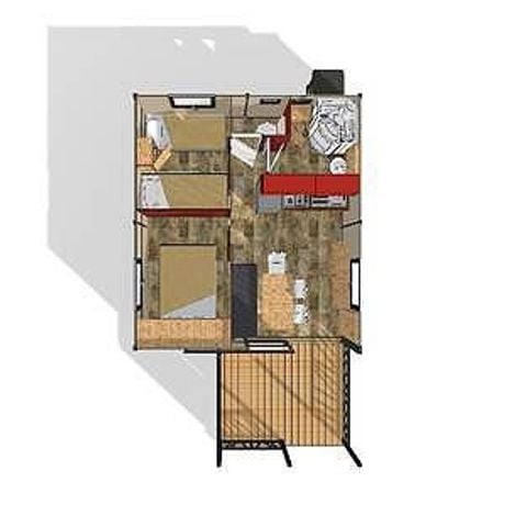 Chalet 5 personen - Chalet Confort 25m² 2 kamers - overdekt terras - airconditioning 5 personen