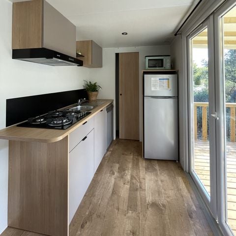 Stacaravan 4 personen - Premium 29 m² 2 slaapkamers semi-overdekt terras + airconditioning + LV L