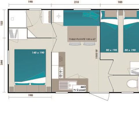 Stacaravan 4 personen - Klassiek 24m²- 2CH