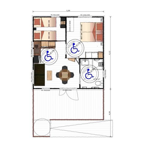 Chalet 4 personen - CHALET "OCEAN" ADAPTED P.M.R. 2 sl.k. 4 pl.