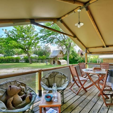 Safaritent 5 personen - Lodge Kenya Confort 35m² 2 kamers + overdekt terras 4/5 pers